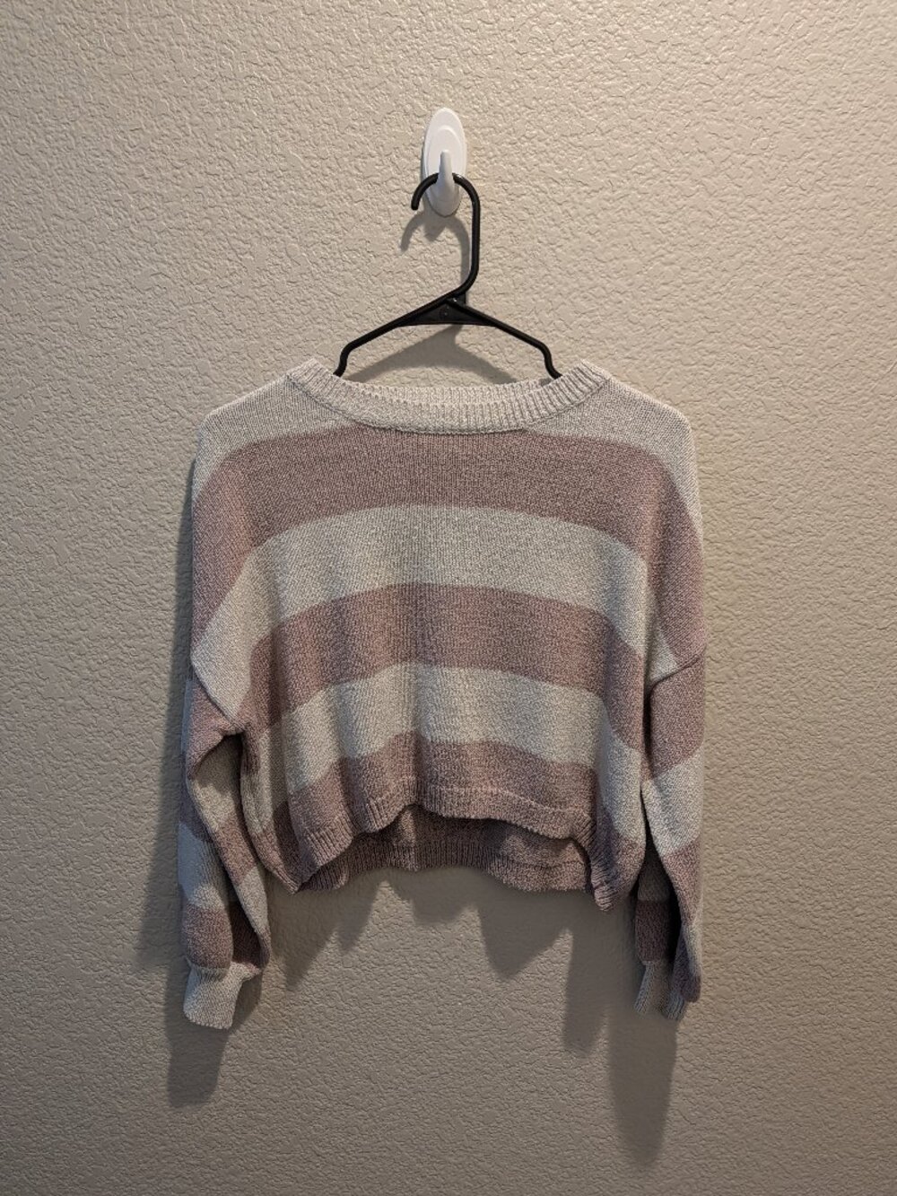 Purple and white striped cropped sweater - Size XS